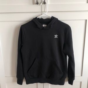 Adidas Boys’ Size L Black Hooded Sweatshirt With Pocket